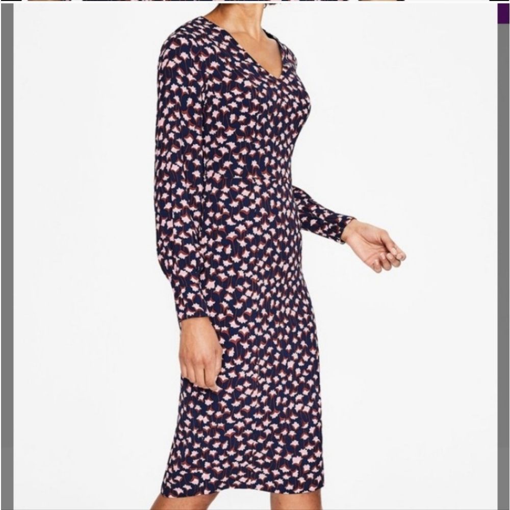 NWT Boden Hannah Dress navy crocus flower print—Flaws